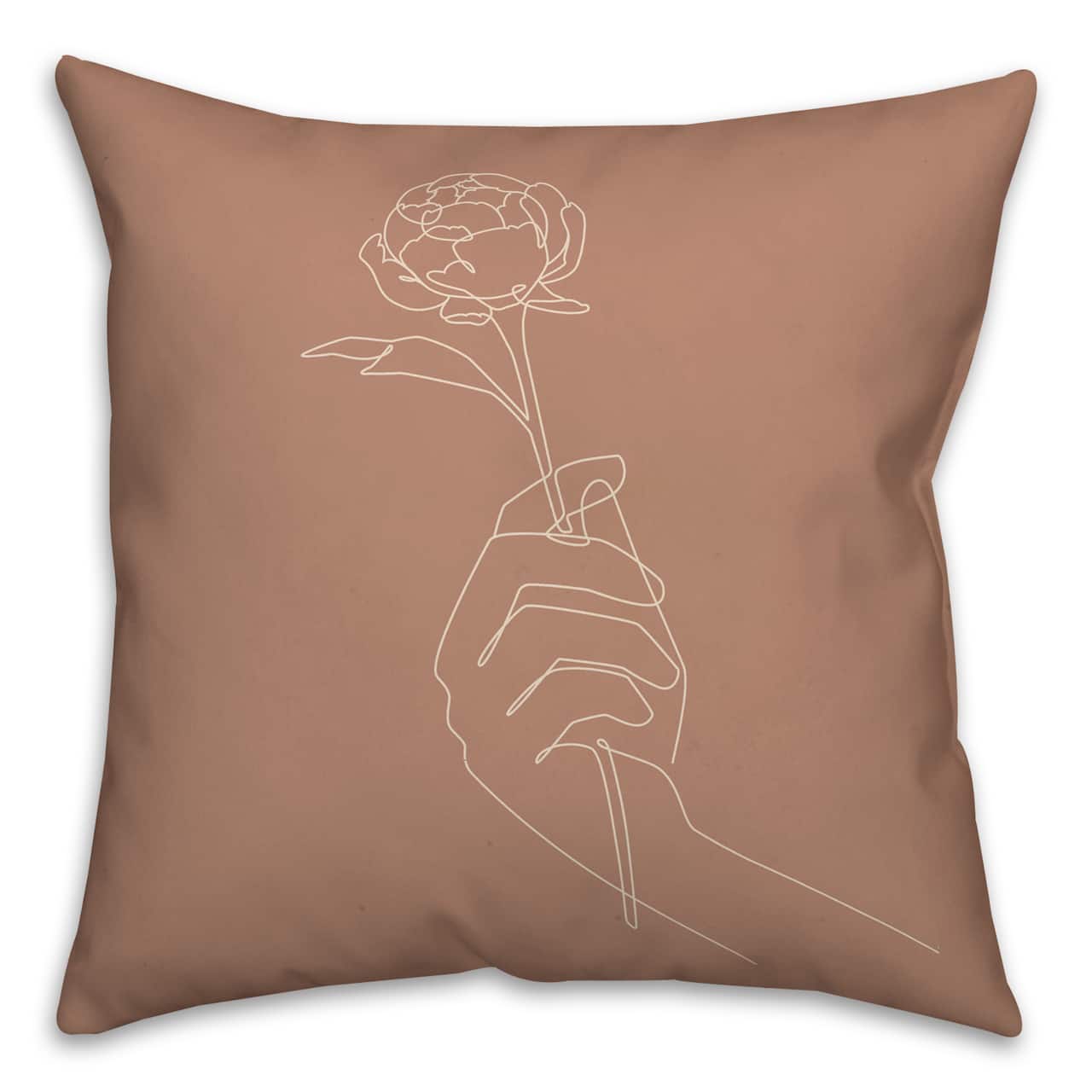 Floral Line Drawing Throw Pillow